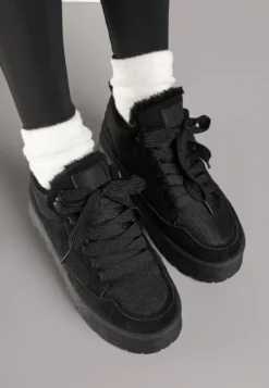 Czarne Sneakersy Śniegowce na Platformie Velavine