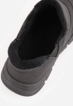 Czarne Sneakersy Śniegowce na Platformie z Tłoczeniem i Pikowaną Cholewką Vermina