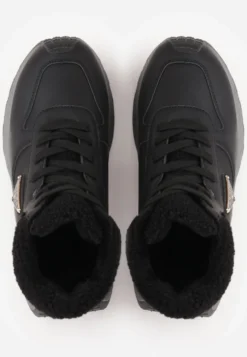 Czarne Sneakersy Śniegowce Vices na Platformie Ozdobione Trójkątną Aplikacją Ficebia
