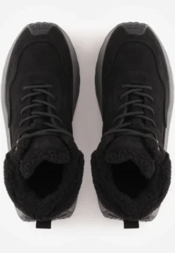 Czarne Sneakersy Śniegowce Vices na Platformie Ozdobione Napisem i Futerkiem Lanite
