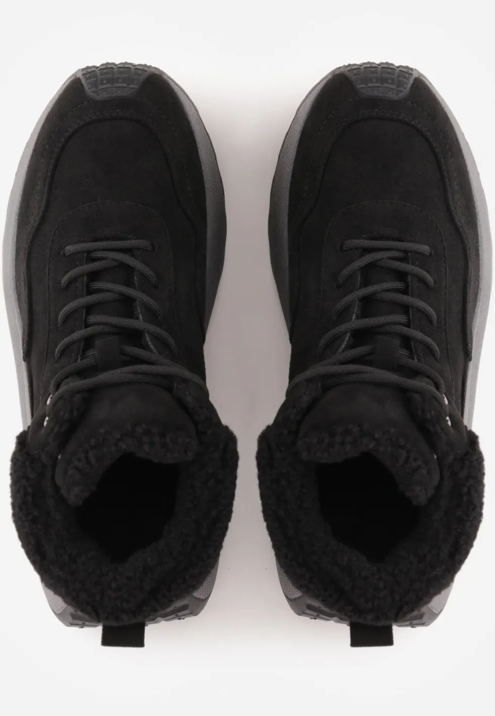 Czarne Sneakersy Śniegowce Vices na Platformie Ozdobione Napisem i Futerkiem Lanite