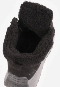 Czarne Sneakersy Śniegowce Vices na Platformie Ozdobione Napisem i Futerkiem Lanite