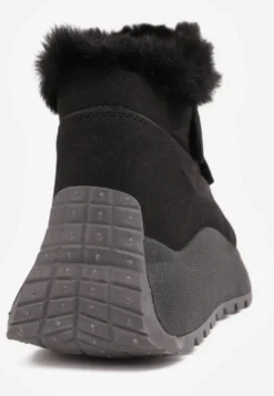 Czarne Sneakersy Śniegowce Vices z Futerkiem na Platformie Zapinane na Rzep Nelosena