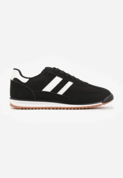 Czarne Sneakersy Ozdobione Dwoma Paskami Lannatea