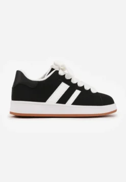 Czarne Sneakersy Ozdobione Motywem Pasków Flortewi