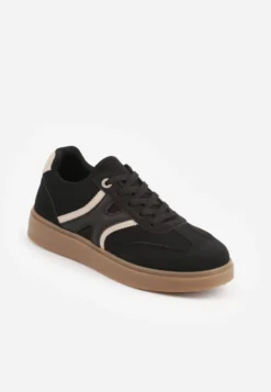 Czarne Sneakersy przed Kostkę z Ozdobnymi Detalami Emmasta