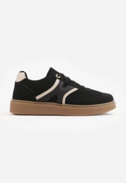Czarne Sneakersy przed Kostkę z Ozdobnymi Detalami Emmasta