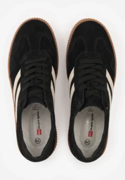 Czarne Sneakersy Retro Tenisówki z Naturalnego Zamszu ze Skórzaną Wkładką Beralene