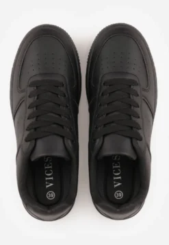 Czarne Sneakersy Sznurowane na Grubej Podeszwie Taleith