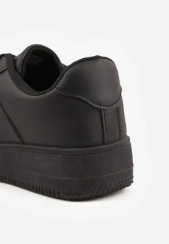 Czarne Sneakersy Sznurowane na Grubej Podeszwie Taleith