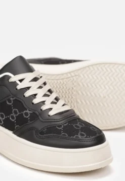 Czarne Sneakersy Sznurowane na Grubej Podeszwie Valua