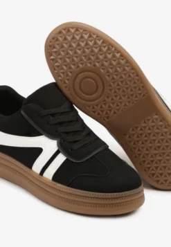 Czarne Sneakersy Tenisówki Ozdobione Geometrycznym Wzorem Shie