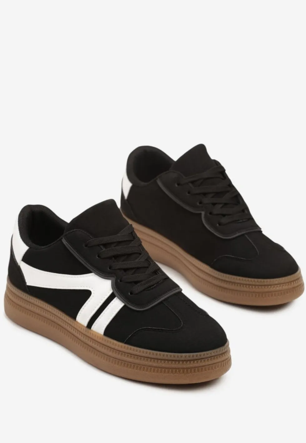 Czarne Sneakersy Tenisówki Ozdobione Geometrycznym Wzorem Shie