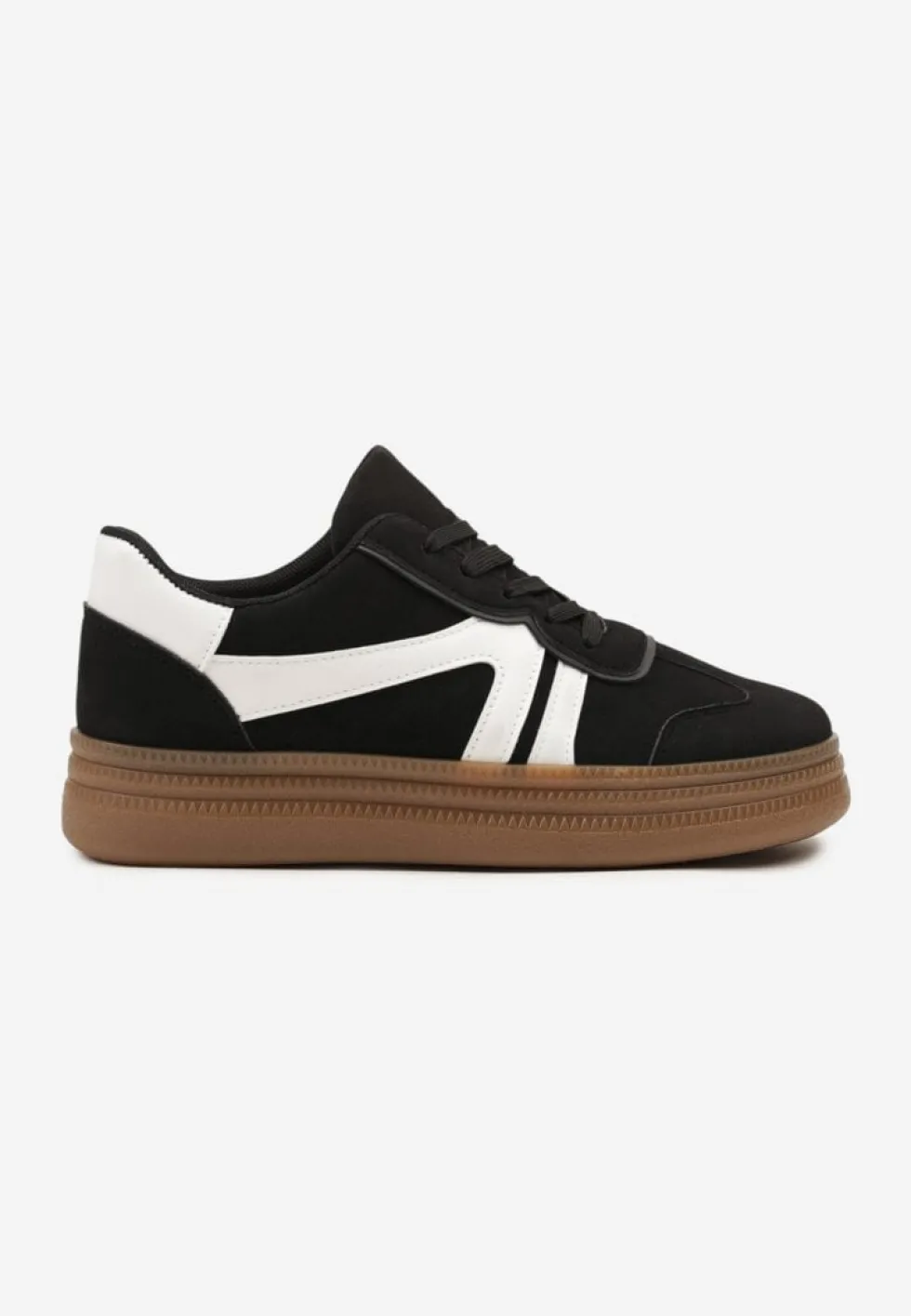 Czarne Sneakersy Tenisówki Ozdobione Geometrycznym Wzorem Shie