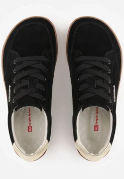 Czarne Sneakersy Typu Klasyczne Tenisówki z Szerokim Noskiem ze Skóry Naturalnej Usaliza