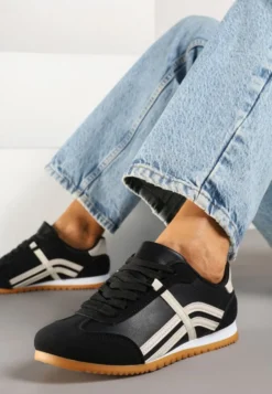 Czarne Sneakersy Typu Klasyczne Tenisówki Zdobione Przeszyciami Zardiva