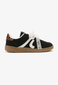 Czarne Sneakersy Typu Kultowe Tenisówki z Ozdobną Odpinaną Kokardą Korilinda