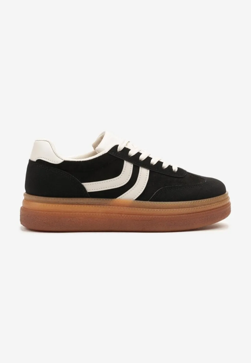 Czarne Sneakersy Typu Kultowe Tenisówki na Niskiej Platformie Olritia