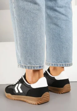 Czarne Sneakersy Typu Kultowe Tenisówki Zdobione Przeszyciami Naporae