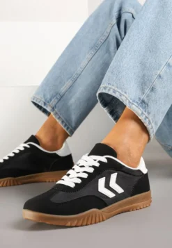 Czarne Sneakersy Typu Kultowe Tenisówki Zdobione Przeszyciami Naporae