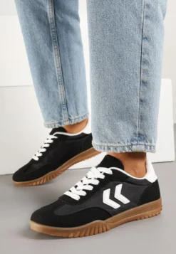 Czarne Sneakersy Typu Kultowe Tenisówki Zdobione Przeszyciami Naporae