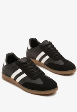 Czarne Sneakersy Typu Kultowe Tenisówki Zdobione Przeszyciami Remiana