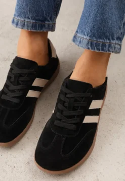 Czarne Sneakersy Typu Tenisówki w Stylu Barefoot ze Skóry Naturalnej Zesso