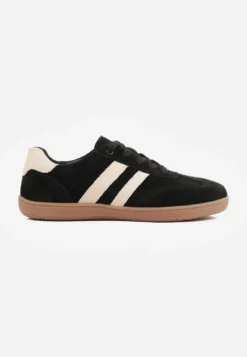 Czarne Sneakersy Typu Tenisówki w Stylu Barefoot ze Skóry Naturalnej Zesso