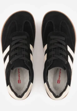 Czarne Sneakersy Typu Tenisówki w Stylu Barefoot ze Skóry Naturalnej Zesso