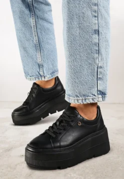 Czarne Sneakersy Vices na Grubej Podeszwie Tuliri