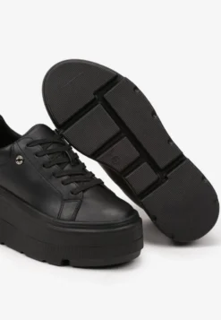Czarne Sneakersy Vices na Grubej Podeszwie Tuliri