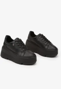 Czarne Sneakersy Vices na Grubej Podeszwie Tuliri