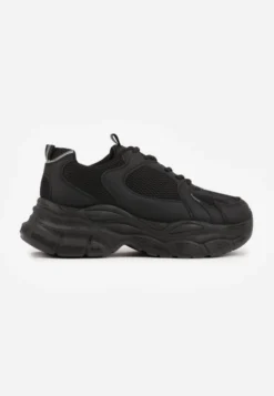 Czarne Sneakersy Vices na Platformie Ozdobione Tłoczeniem Natiselle