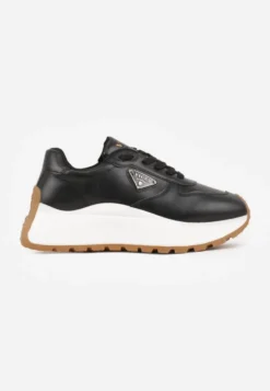 Czarne Sneakersy Vices na Platformie Ozdobione Metaliczną Aplikacją Nelviera
