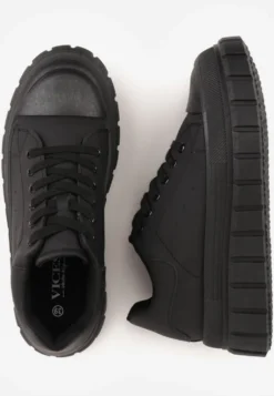 Czarne Sneakersy VICES na Platformie w Stylu Chunky z Perforacją Hypsyllis