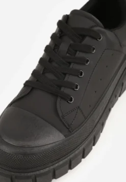 Czarne Sneakersy VICES na Platformie w Stylu Chunky z Perforacją Hypsyllis