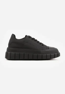 Czarne Sneakersy VICES na Platformie w Stylu Chunky z Perforacją Hypsyllis