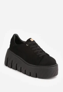 Czarne Sneakersy VICES na Platformie Typu Chunky Tassi