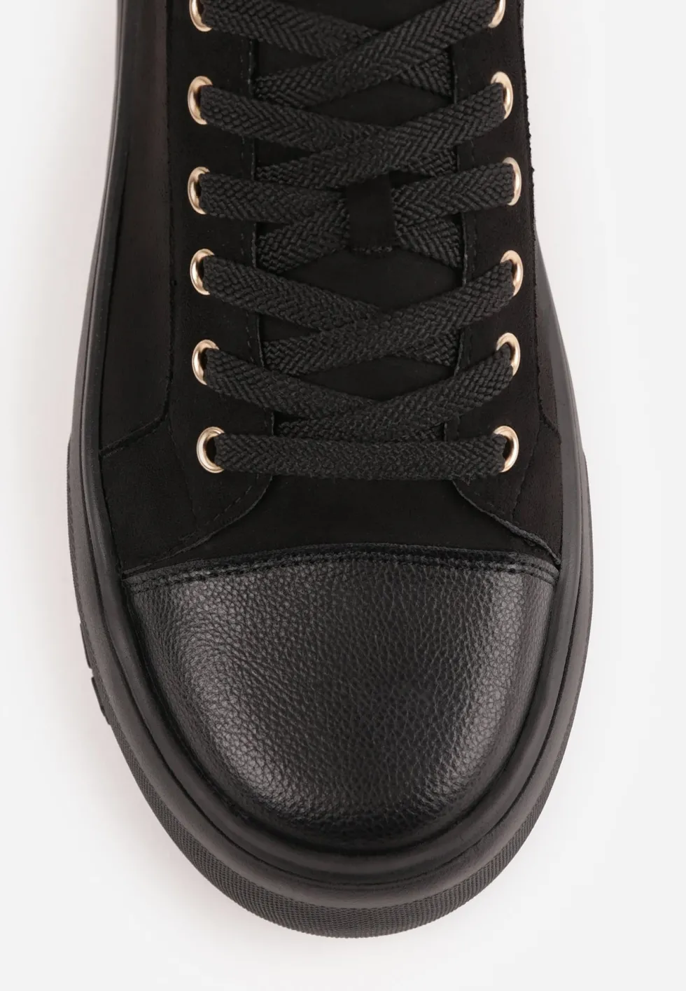 Czarne Sneakersy VICES na Platformie z Metaliczną Aplikacją i Napisem Beli