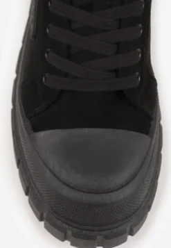Czarne Sneakersy Vices na Platformie z Ozdobą i Napisem Leawen