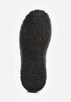 Czarne Sneakersy VICES na Tłoczonej Podeszwie w Stylu Chunky Myninis