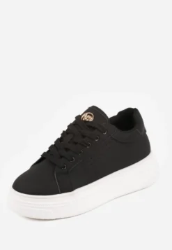 Czarne Sneakersy VICES Ozdobione Gwiazdą i Błyszczącą Wstawką Oranatta