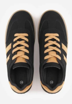 Czarne Sneakersy VICES Typu Tenisówki na Platformie z Paskami po Bokach Zidilla