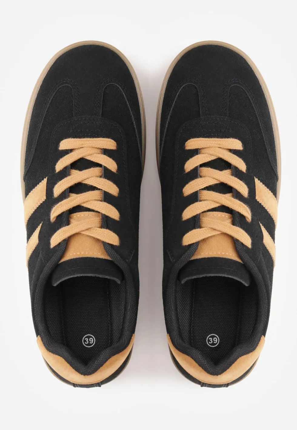 Czarne Sneakersy VICES Typu Tenisówki na Platformie z Paskami po Bokach Zidilla