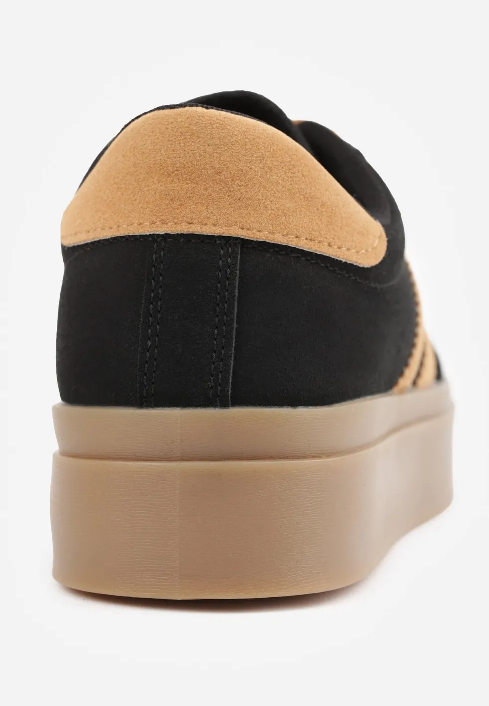 Czarne Sneakersy VICES Typu Tenisówki na Platformie z Paskami po Bokach Zidilla