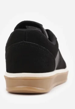 Czarne Sneakersy VICES w Stylu Basic ze Wstawkami z Imitacji Nubuku Akila