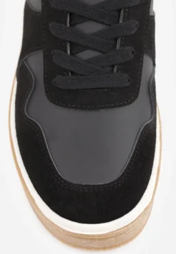 Czarne Sneakersy VICES w Stylu Basic ze Wstawkami z Imitacji Nubuku Akila