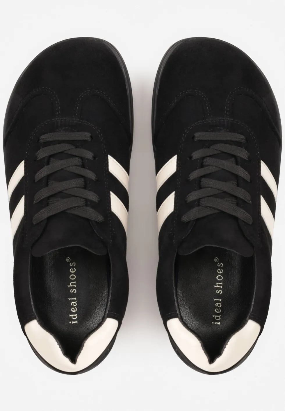 Czarne Sneakersy w Stylu Barefoot z Szerokim Noskiem z Imitacji Zamszu Ozdobione Paskami Canne
