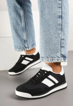 Czarne Sneakersy w Stylu Tenisówek Ozdobione Paskami Lilmi