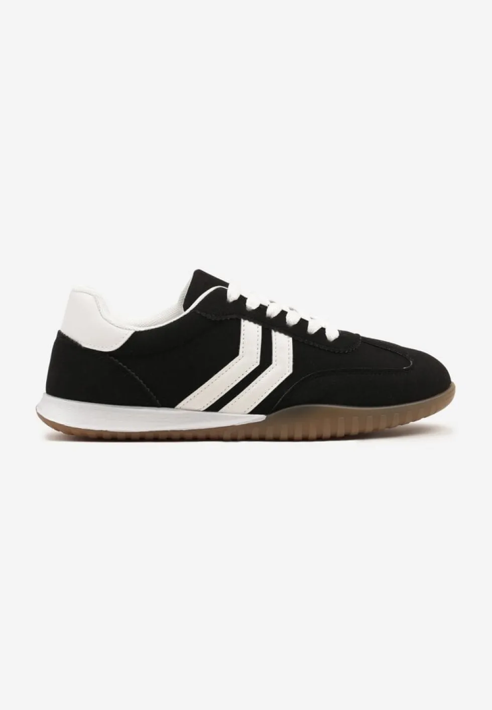 Czarne Sneakersy w Stylu Tenisówek z Paskami na Boku Cholewki Aitoria